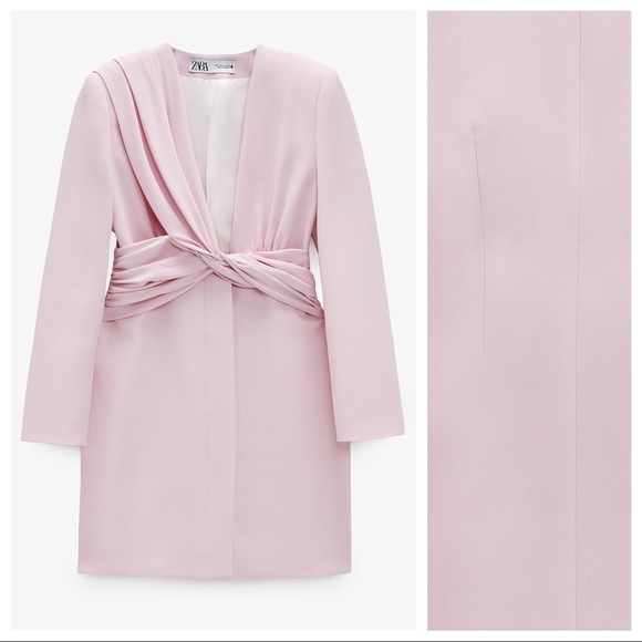 NWT. Zara Pink Draped Blazer Mini Dress Size L. - Picture 6 of 12